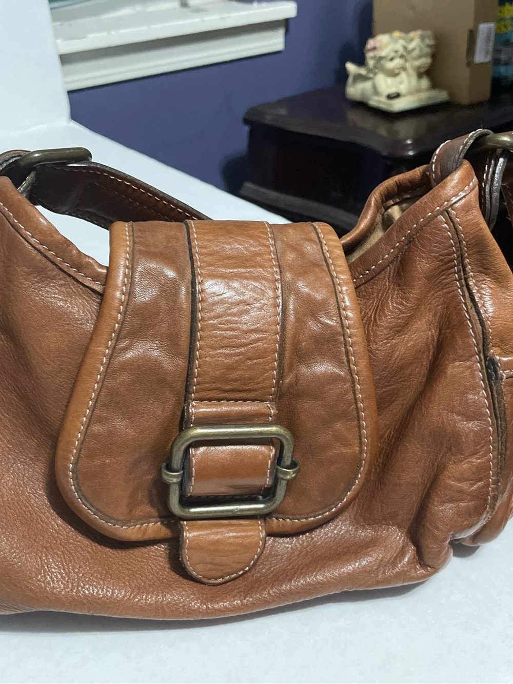 Banana Republic Tan Leather Hobo with Buckle Accent